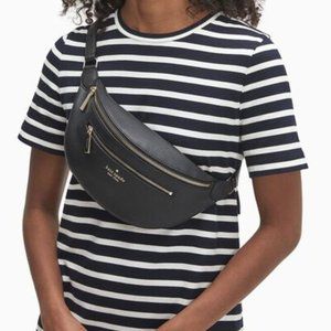#bagsavenue ✨✨ Fanny  Belt Bag Pebble Leather Leila Black Kate Spade Waist Bag